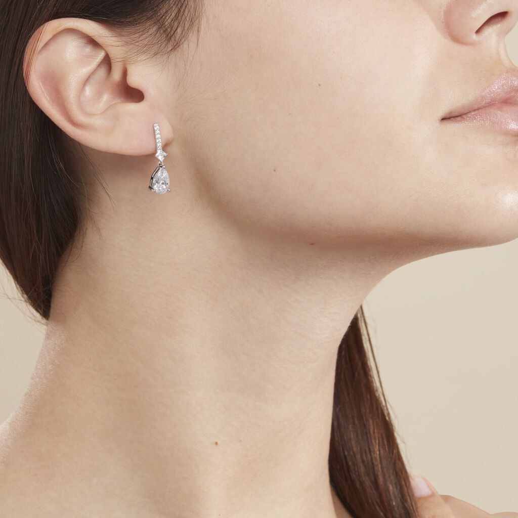 Boucles D'oreilles Pendantes Eowyn Argent Blanc Oxyde De Zirconium - Boucles d'oreilles Pendantes Femme | Marc Orian