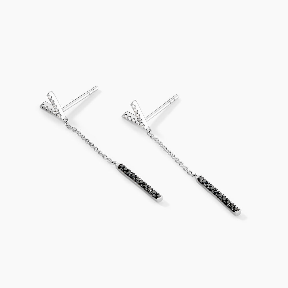 Boucles D'oreilles Pendantes Rachel Or Blanc Diamant -  Femme | Marc Orian