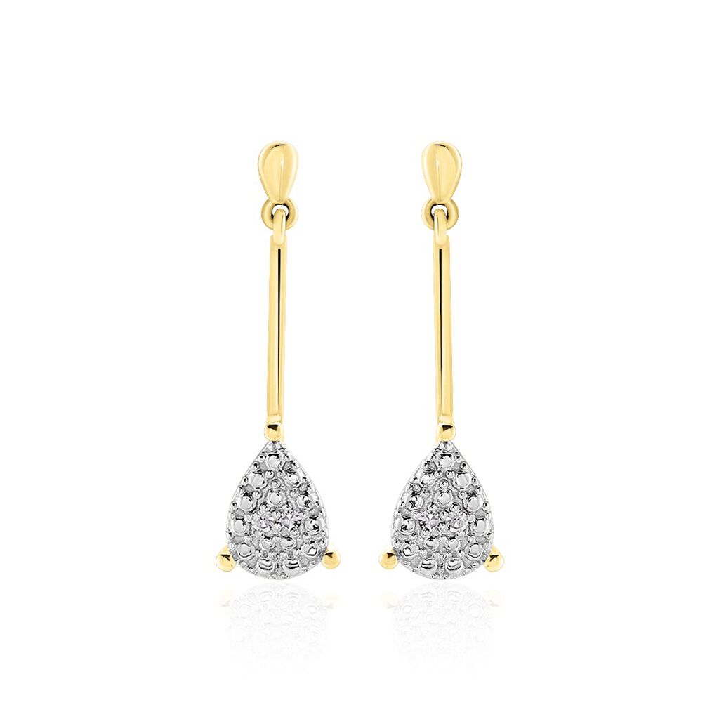 Boucles D'oreilles Pendantes Pear C Or Jaune Diamant - Pendantes Femme | Marc Orian