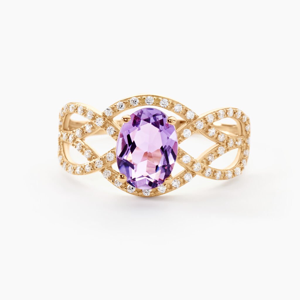 Bague Tina Or Jaune Amethyste Et Oxyde De Zirconium - Bagues pierres fines Femme | Marc Orian