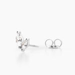 Boucles D'oreilles Puces Navette Argent Blanc Oxyde De Zirconium - Puces Femme | Marc Orian