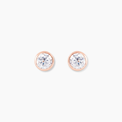 Boucles D'oreilles Puces Elda Serti Clos Or Rose Oxyde De Zirconium - Puces Femme | Marc Orian