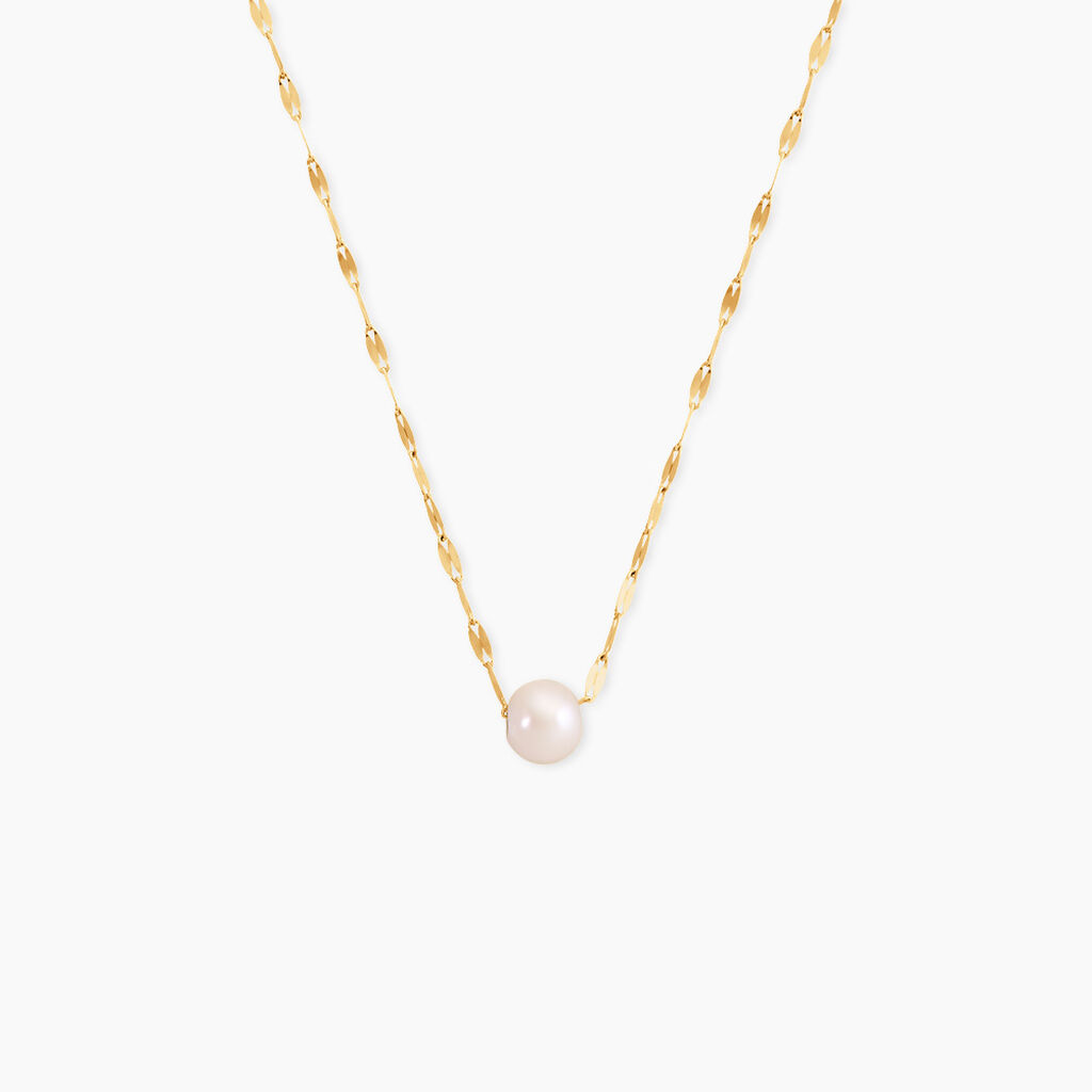 Collier Fliep Argent Dor&eacute; A L'Or 750/1000 Perle De Culture - Colliers avec pierres Femme | Marc Orian
