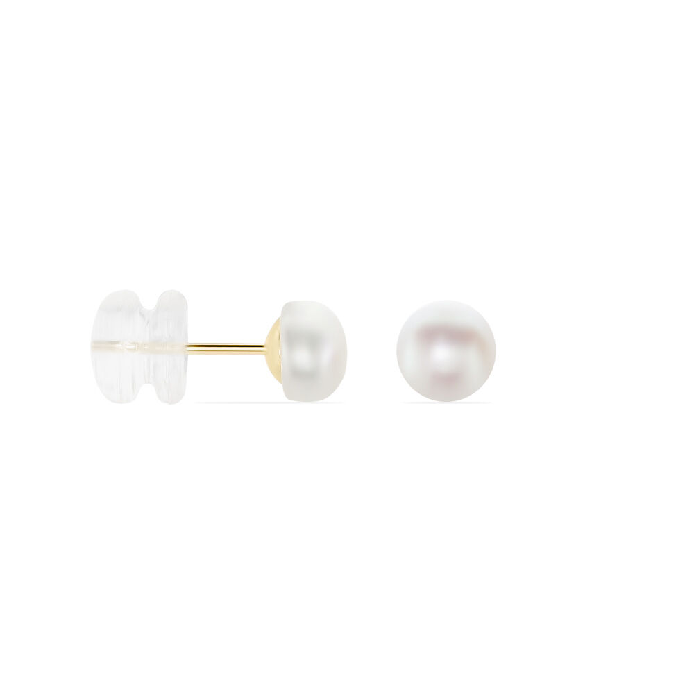 Boucles D'oreilles Puces Kesya Nacres Bouton Or Jaune Perle De Culture - Boucles d'oreilles mariage Femme | Marc Orian
