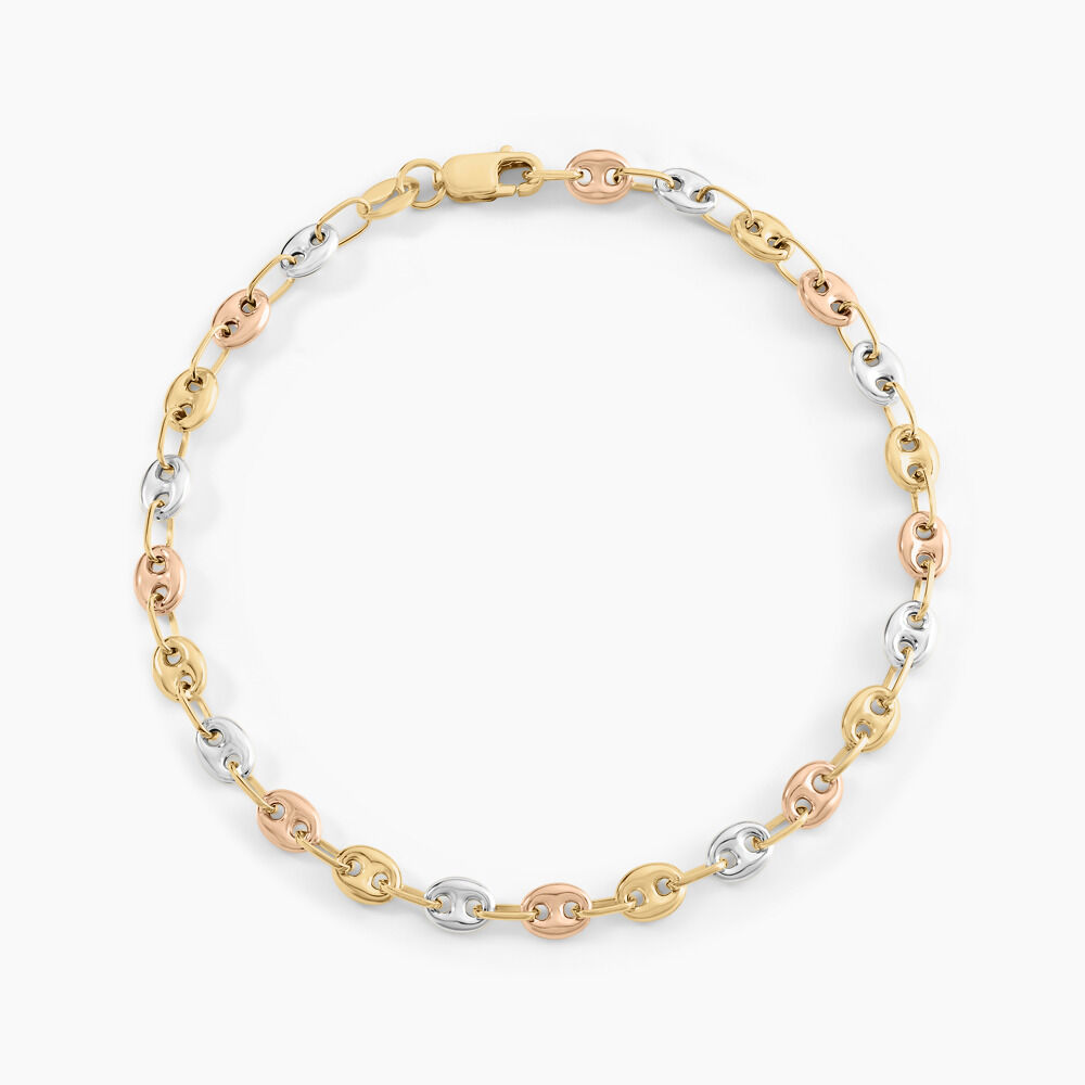 Bracelet Dami Maille Grain De Caf&eacute; Or Tricolore - Bracelets mailles Femme | Marc Orian