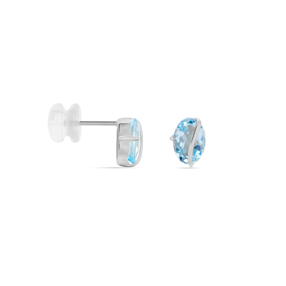 Boucles D'oreilles Puces Prudencia Or Blanc Topaze - Puces Femme | Marc Orian