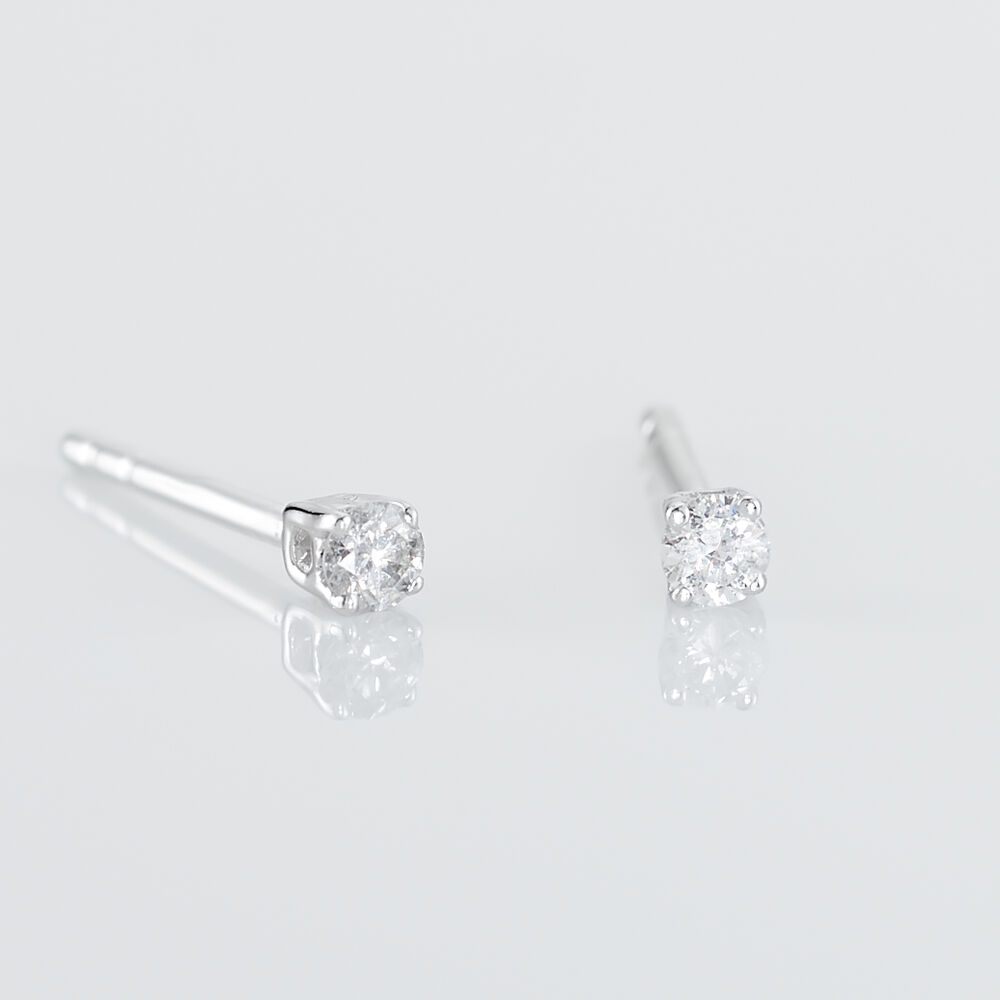 Boucles D'oreilles Puces Victoria Or Blanc Diamant - Puces Femme | Marc Orian
