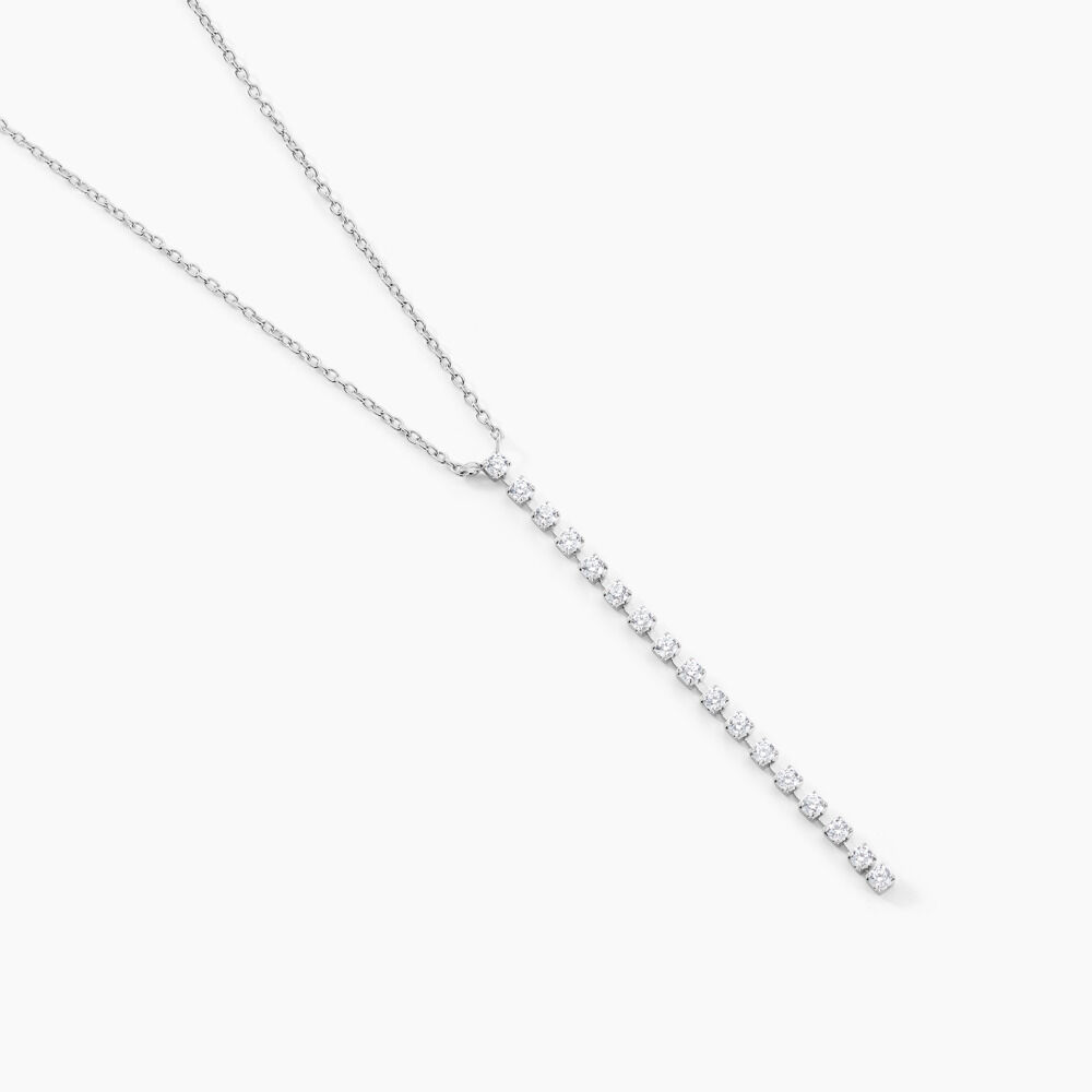 Collier Whitney Argent Blanc Oxyde De Zirconium - Colliers avec pierres Femme | Marc Orian