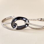 Bracelet Jonc Ceramik Design Argent  C&eacute;ramique Et Oxyde De Zirconium - Bracelets Pierre Femme | Marc Orian