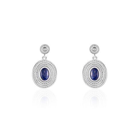 Boucles D'oreilles Pendantes Takara Argent Blanc Lapis Lazuli - Pendantes Femme | Marc Orian