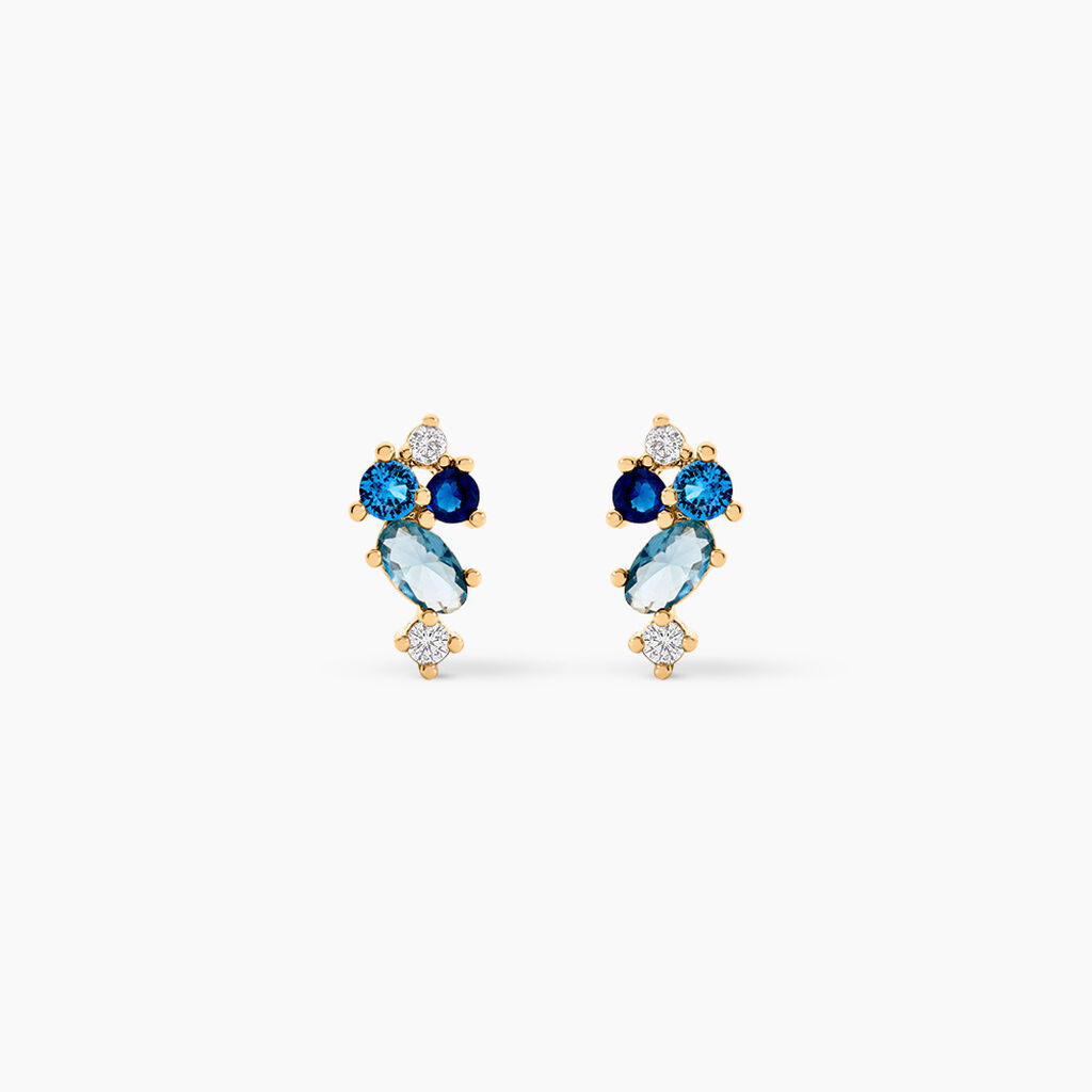 Boucles D'oreilles Puces Plaqu&eacute; Or Era Pierre De Synth&egrave;se - Puces Femme | Marc Orian