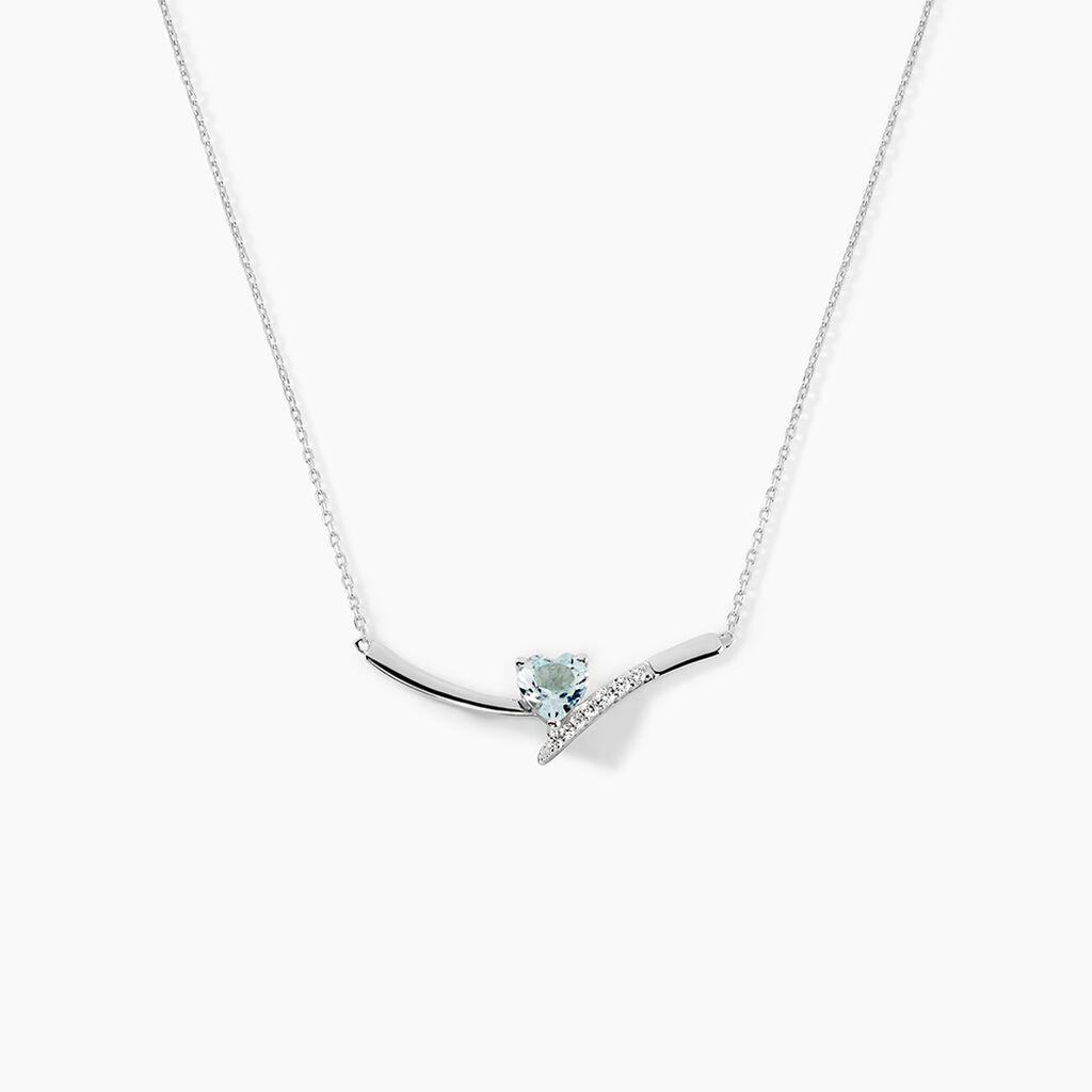 Collier Eva Or Blanc Topaze Et Oxyde De Zirconium - Colliers avec pierres Femme | Marc Orian