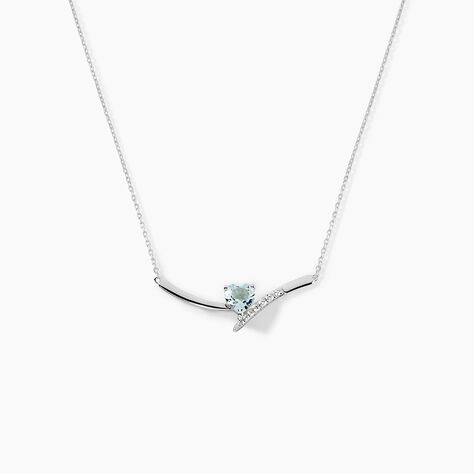 Collier Eva Or Blanc Topaze Et Oxyde De Zirconium - Colliers avec pierres Femme | Marc Orian