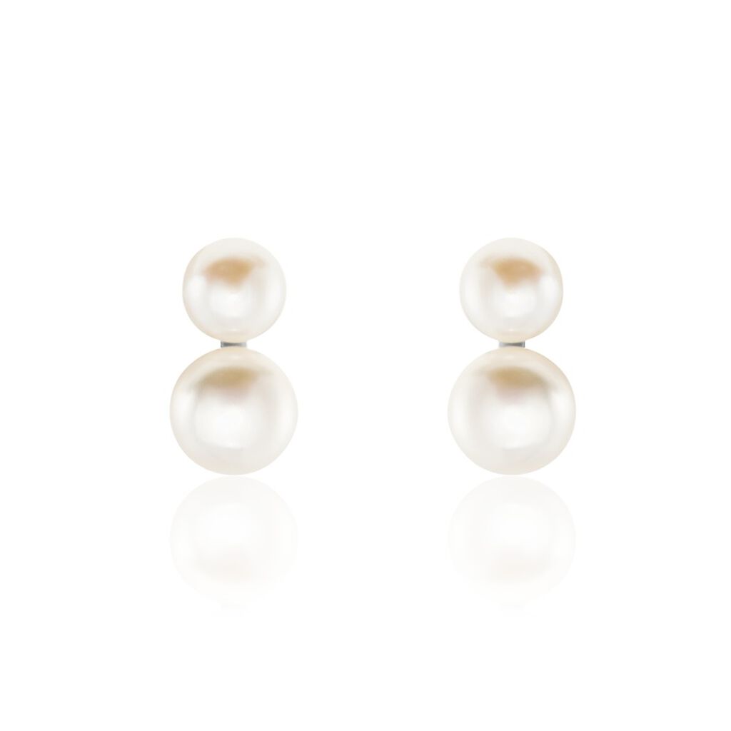 Boucles D'oreilles Clips Argent Blanc Viano Perles Oxydes - Puces Femme | Marc Orian