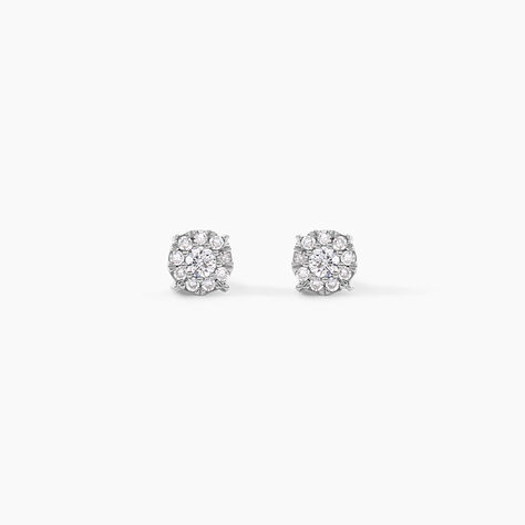 Boucles D'oreilles Puces Artemis Or Blanc Diamant - Puces Femme | Marc Orian