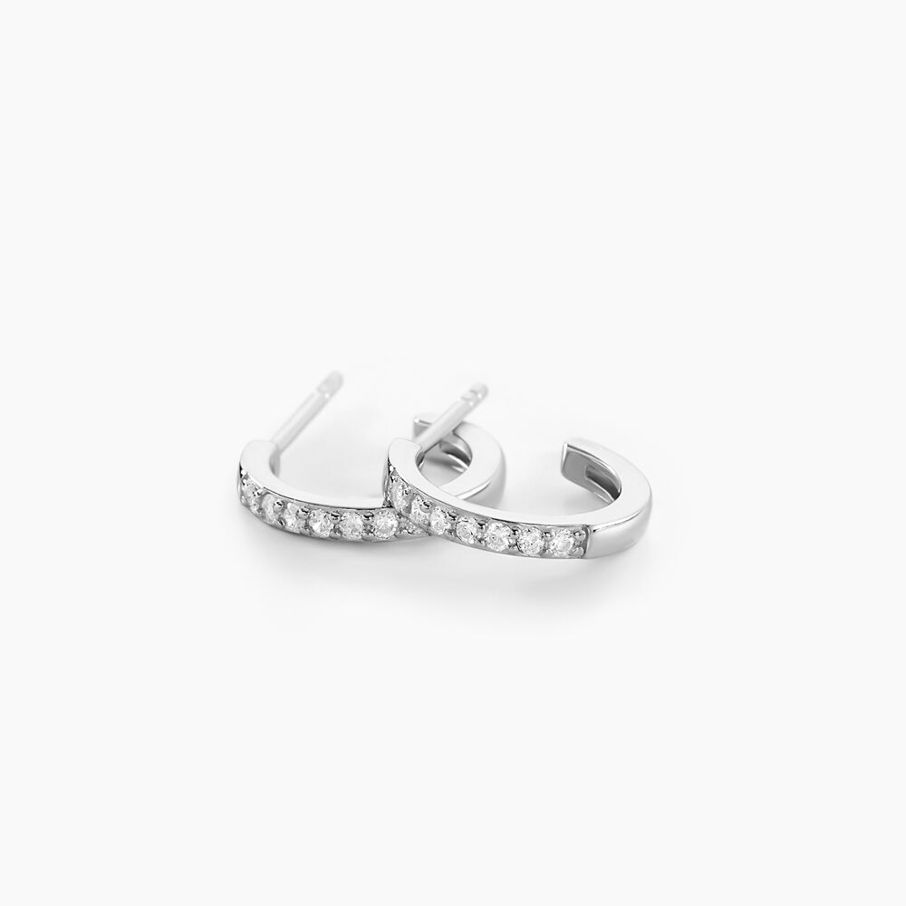 Créoles Argent Blanc Roshan Oxydes De Zirconium - Créoles Femme | Marc Orian