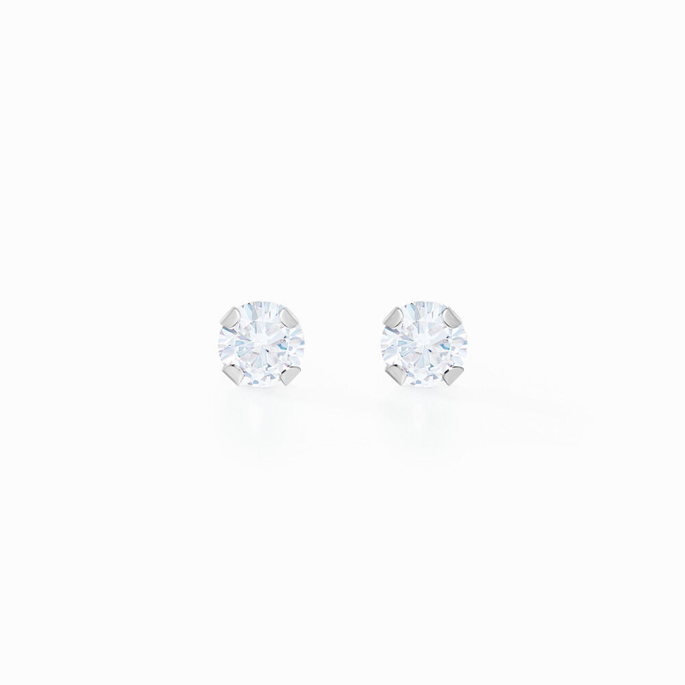 Boucles D'oreilles Puces Eddie Or Blanc Oxyde De Zirconium - Puces Femme | Marc Orian