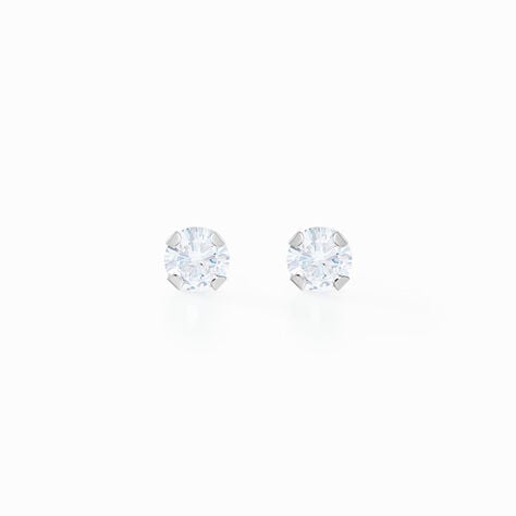 Boucles D'oreilles Puces Eddie Or Blanc Oxyde De Zirconium - Puces Femme | Marc Orian