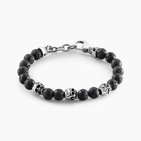 Bracelet Acier Blanc Hantz Pierre De Lave - Bracelets cha&icirc;nes Homme | Marc Orian