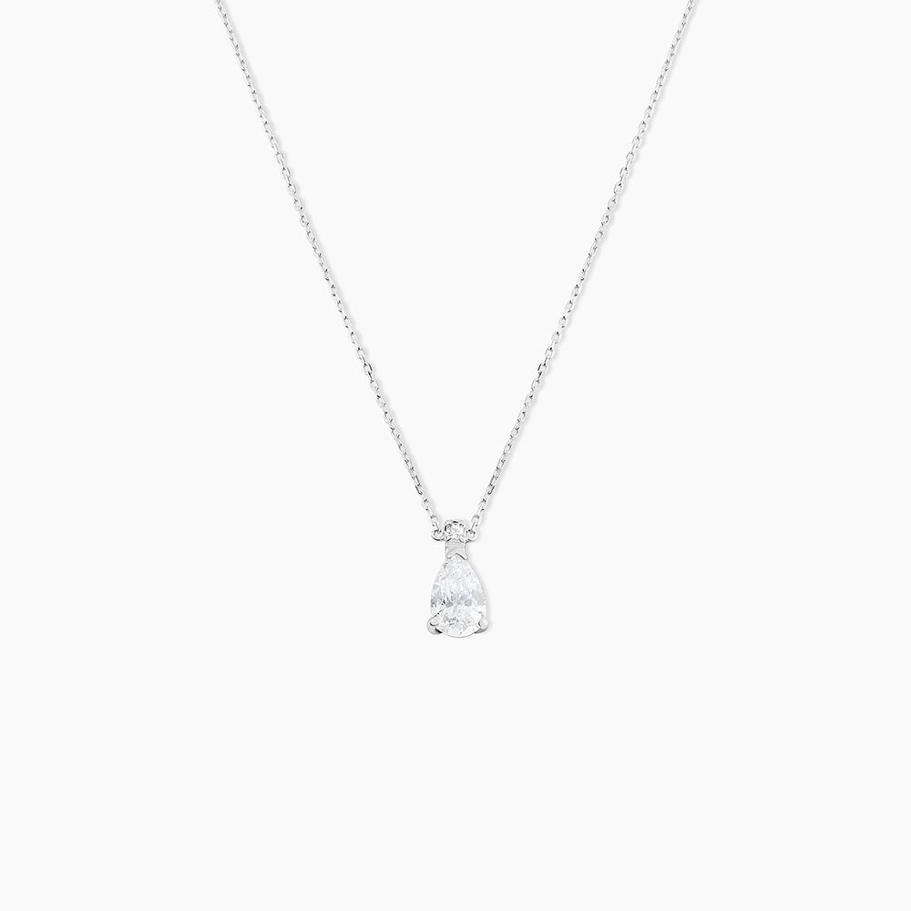 Collier Enis Or Blanc Oxyde De Zirconium Et Olivine - Colliers avec pierres Femme | Marc Orian