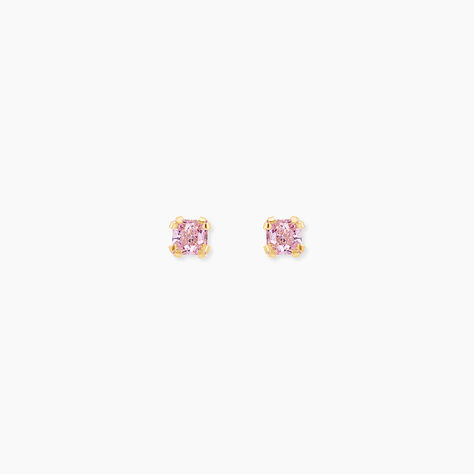 Boucles D'oreilles Puces Doreen Carre Or Jaune Oxyde De Zirconium - Puces Famille | Marc Orian