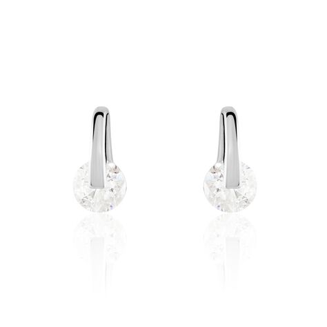 Boucles D'oreilles Pendantes Vera Argent Blanc Oxyde De Zirconium - Puces Femme | Marc Orian