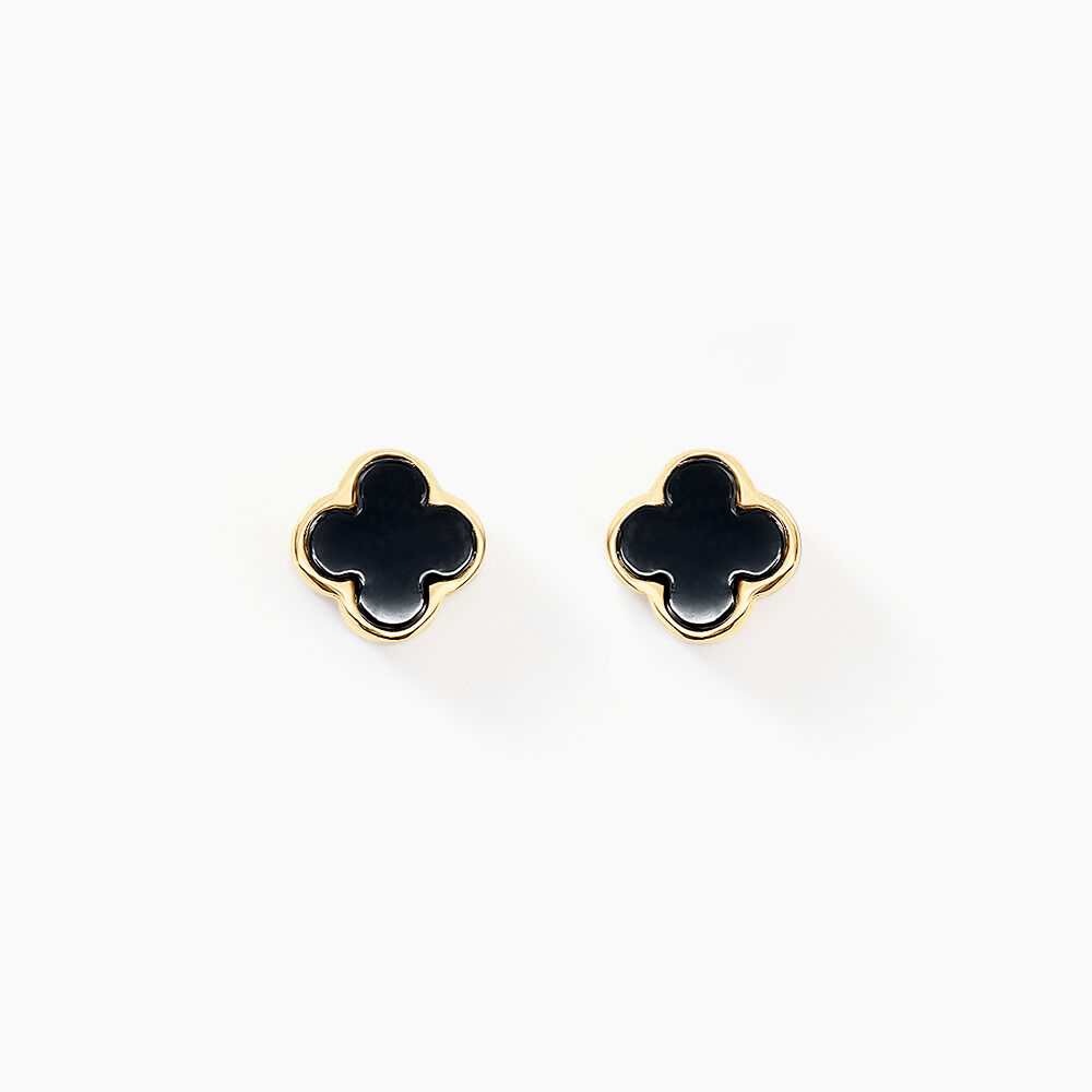 Boucles D'oreilles Puces Stellya Or Jaune Onyx - Puces Femme | Marc Orian