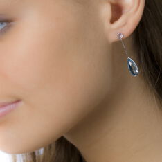 Boucles D'oreilles Pendantes Sela Or Blanc Topaze Et Sans - Boucles d'oreilles Pendantes Femme | Marc Orian