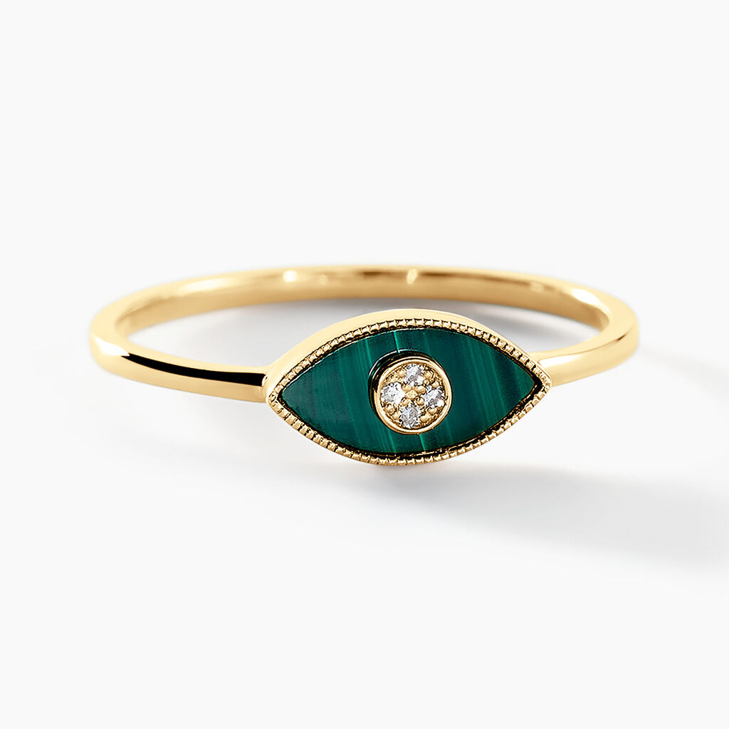 Bague Matiasma Or Jaune Malachite Diamant - Bagues avec pierre Femme | Marc Orian
