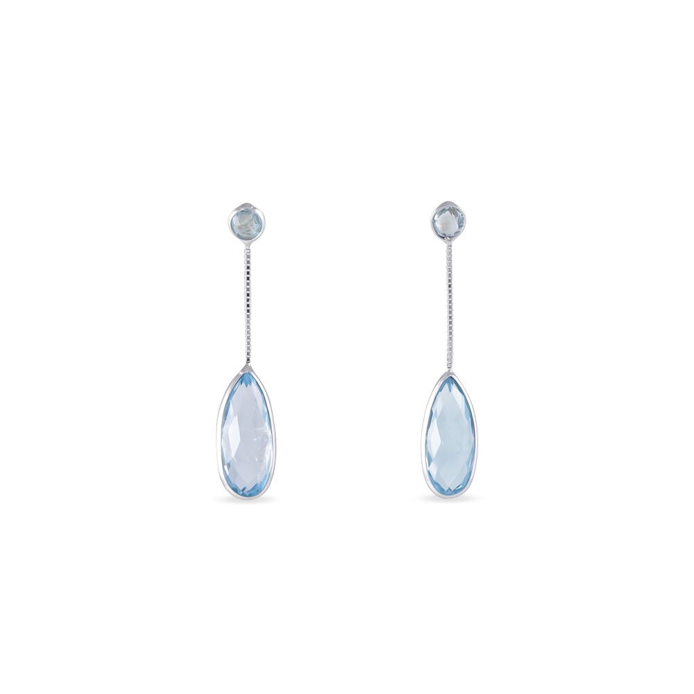 Boucles D'oreilles Pendantes Sela Or Blanc Topaze Et Sans - Pendantes Femme | Marc Orian