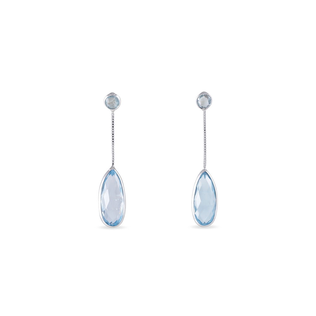 Boucles D'oreilles Pendantes Sela Or Blanc Topaze Et Sans - Pendantes Femme | Marc Orian