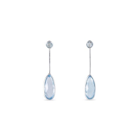Boucles D'oreilles Pendantes Sela Or Blanc Topaze Et Sans - Pendantes Femme | Marc Orian