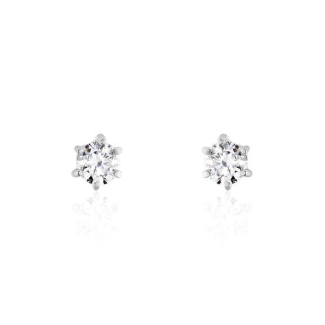 Boucles D'oreilles Puces Petrine Argent Blanc Oxyde De Zirconium - Puces Femme | Marc Orian