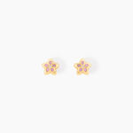 Boucles D'oreilles Puces Fleur Email Or Jaune - Puces Enfant | Marc Orian