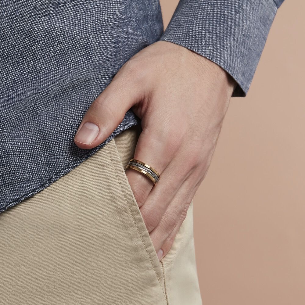 Bague Andro Acier Bicolore - Bagues grosses Homme | Marc Orian