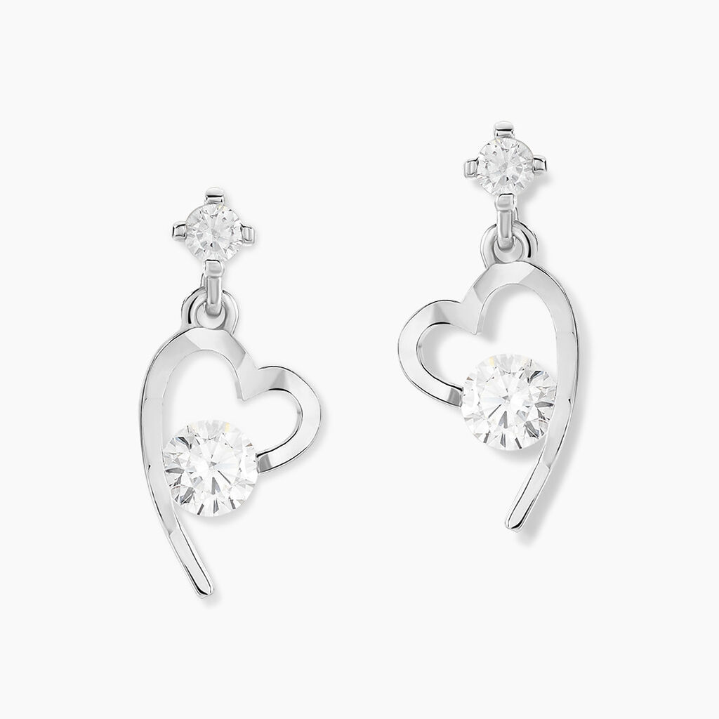 Boucles D'oreilles Puces Romance Or Blanc Oxyde De Zirconium - Pendantes Femme | Marc Orian