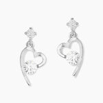 Boucles D'oreilles Puces Romance Or Blanc Oxyde De Zirconium - Pendantes Femme | Marc Orian