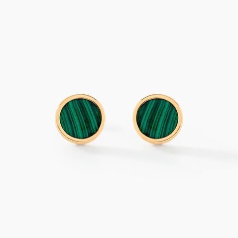 Boucles D'oreilles Puces Lucky Gems Or Jaune Malachite - Puces Femme | Marc Orian
