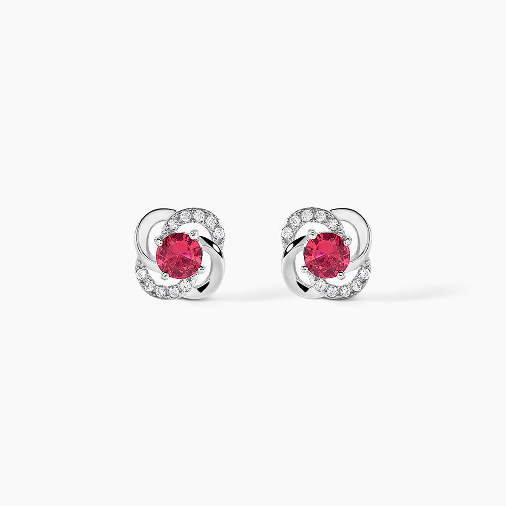 Boucles D'oreilles Puces Argent Blanc Clover Verre Oxydes De Zirconium - Puces Femme | Marc Orian