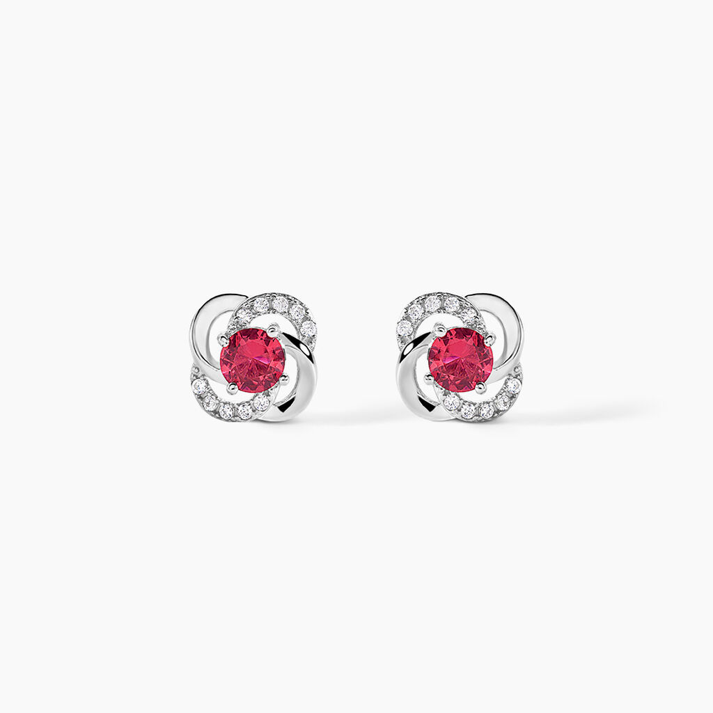 Boucles D'oreilles Puces Argent Blanc Clover Verre Oxydes De Zirconium - Puces Femme | Marc Orian