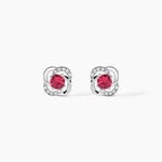 Boucles D'oreilles Puces Argent Blanc Clover Verre Oxydes De Zirconium - Puces Femme | Marc Orian