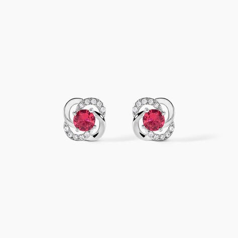 Boucles D'oreilles Puces Argent Blanc Clover Verre Oxydes De Zirconium - Puces Femme | Marc Orian