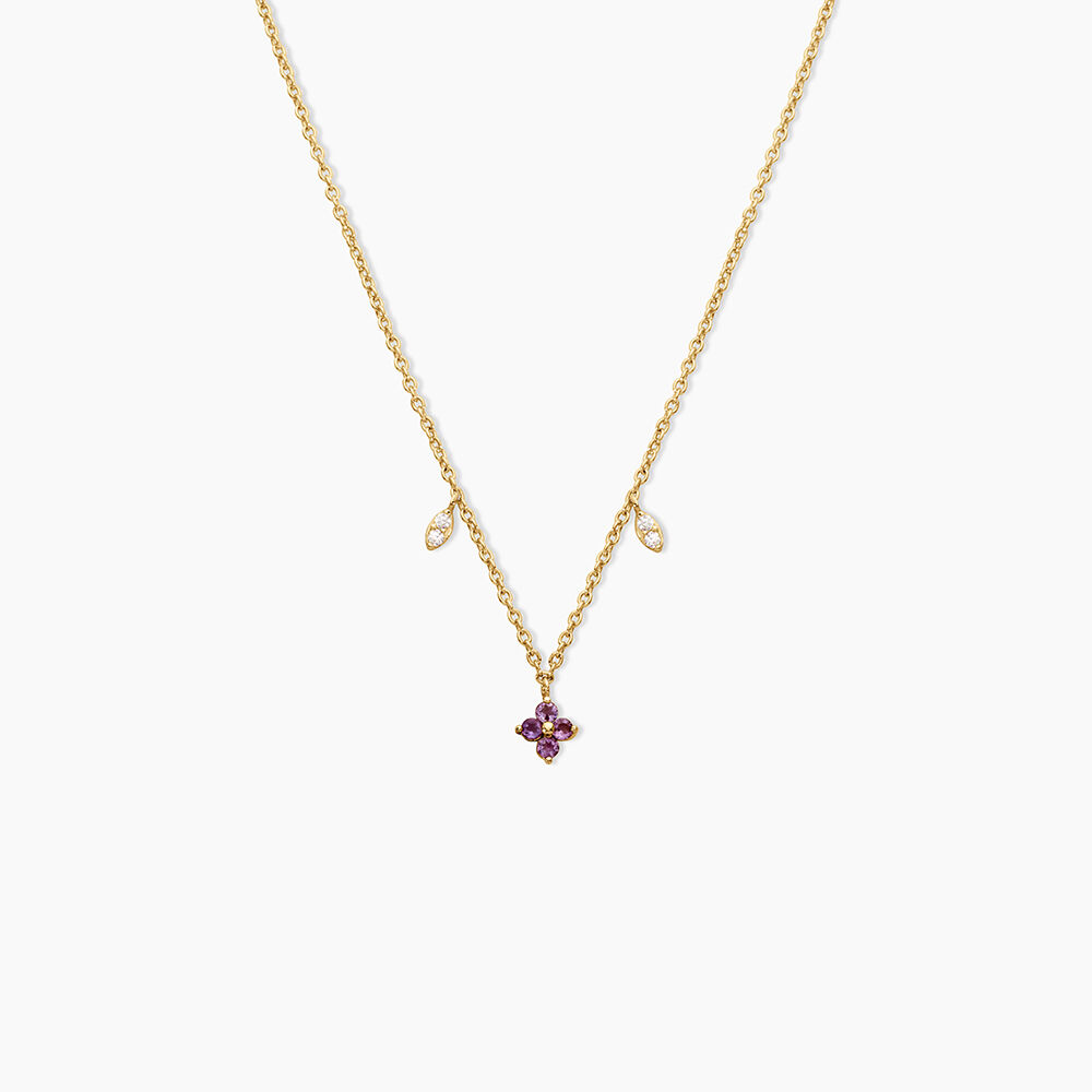 Collier Joaquine Argent Dor&eacute; A L'Or 750/1000 Am&eacute;thyste Oxyde De Zirconium - Colliers avec pierres Femme | Marc Orian