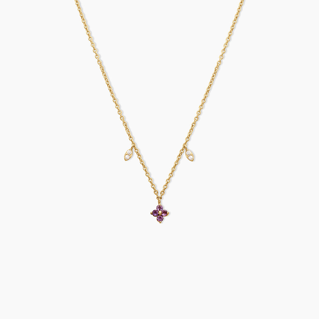 Collier Joaquine Argent Dor&eacute; A L'Or 750/1000 Am&eacute;thyste Oxyde De Zirconium - Colliers avec pierres Femme | Marc Orian