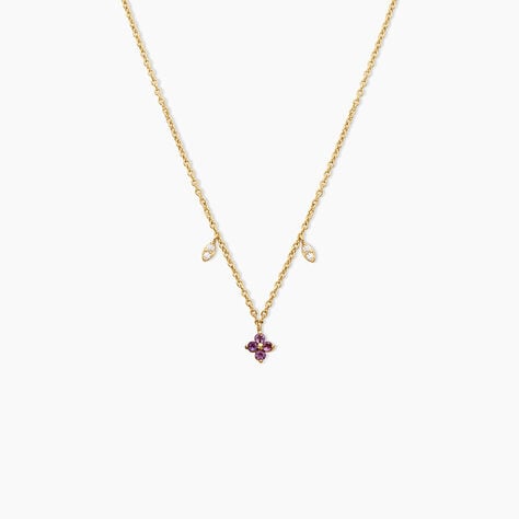 Collier Joaquine Argent Dor&eacute; A L'Or 750/1000 Am&eacute;thyste Oxyde De Zirconium - Colliers avec pierres Femme | Marc Orian