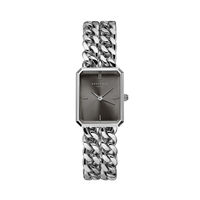 cadran argenté fond noir bracelet acier argenté