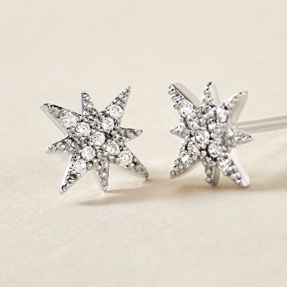 Boucles D'oreilles Puces Columba Argent Blanc Oxyde De Zirconium - Puces Femme | Marc Orian