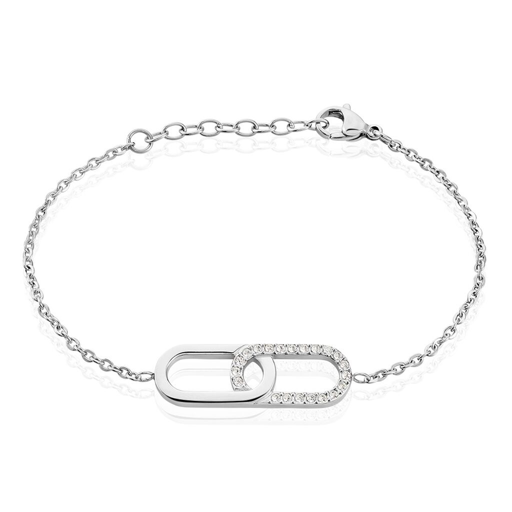 Bracelet Rekia Acier Blanc Strass - Bracelets chaînes Femme | Marc Orian