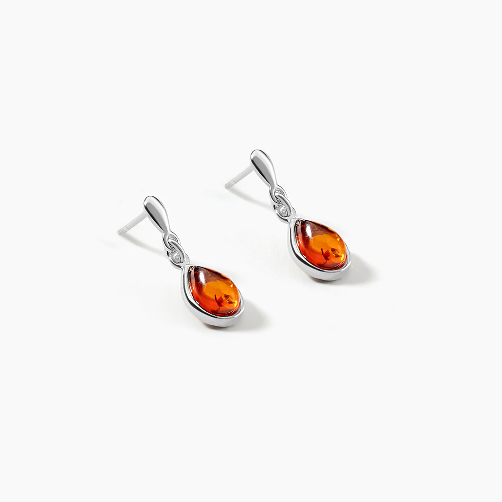 Boucles D'oreilles Argent Blanc Ilena Ambre - Pendantes Femme | Marc Orian