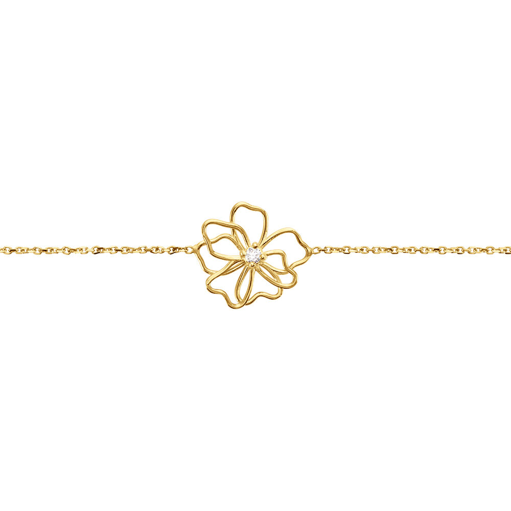 Bracelet Floraison Dorée Or Jaune Oxyde De Zirconium - Bracelets chaînes Femme | Marc Orian